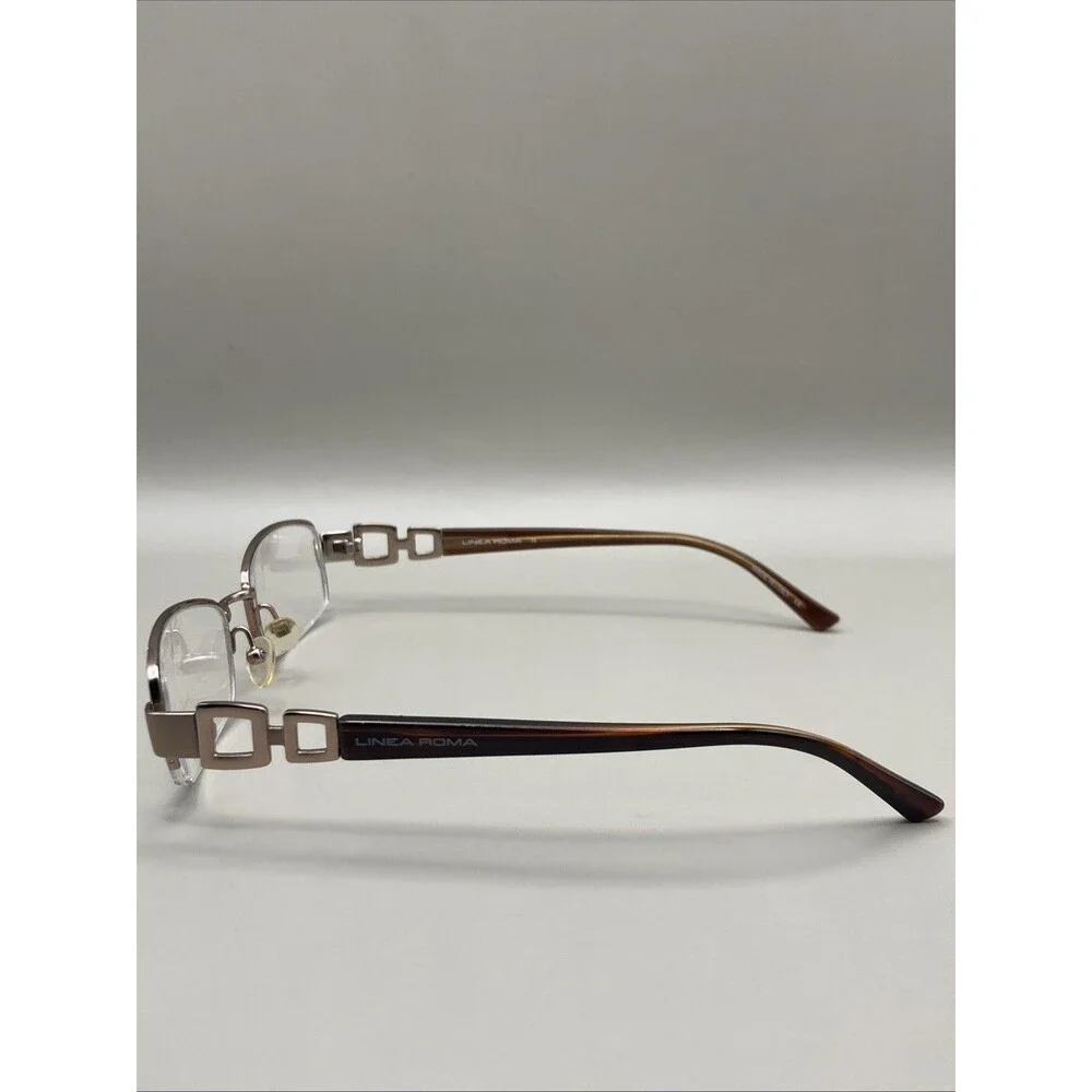 Linea Roma Ivanka C3 50 17 135 Geometric Brown Eyeglasses Frames & Case Italy